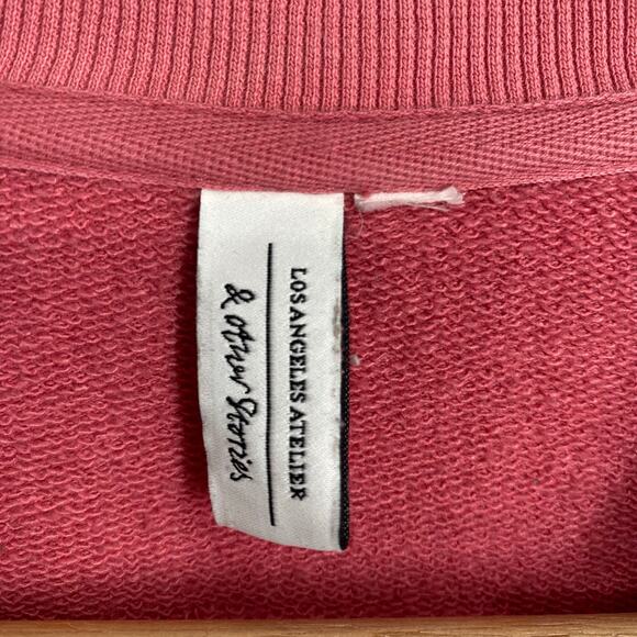 & Other Stories Top Women’s Large Pink Sweatshirt Cropped Fall Feminine Boxy - Picture 5 of 9